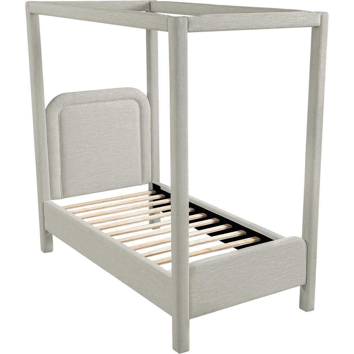 Salina Grey Linen Textured Fabric Upholstered Bed