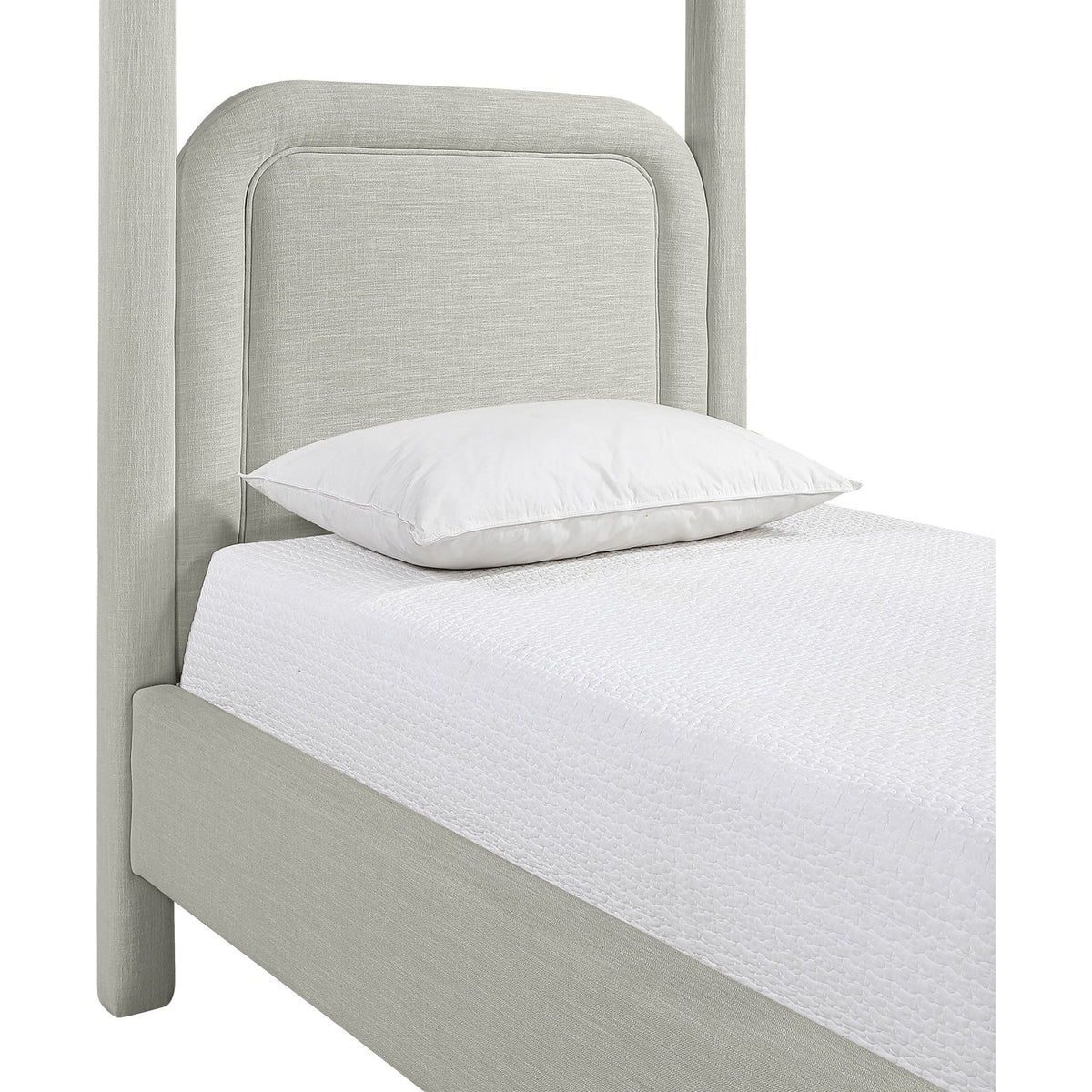 Salina Grey Linen Textured Fabric Upholstered Bed