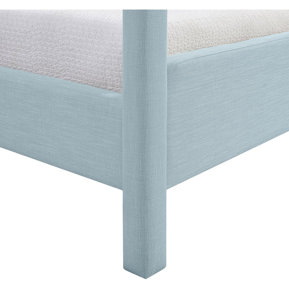 Salina Light Blue Linen Textured Fabric Upholstered Bed