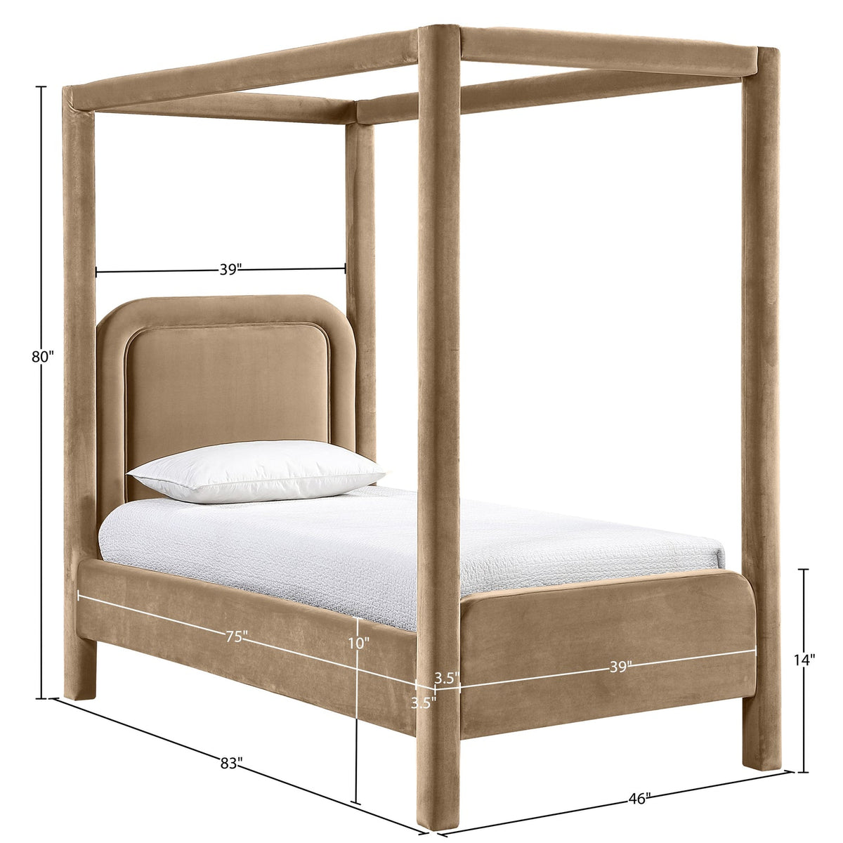 Salina Beige Velvet Upholstered Bed