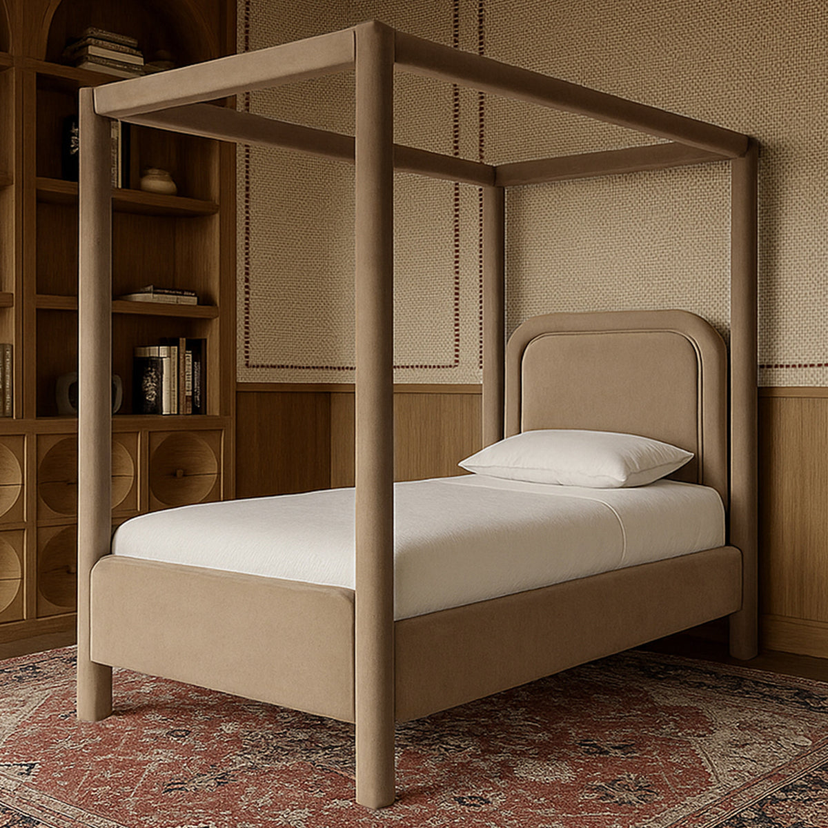 Salina Beige Velvet Upholstered Bed