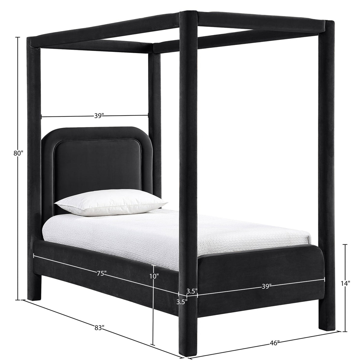 Salina Black Velvet Upholstered Bed