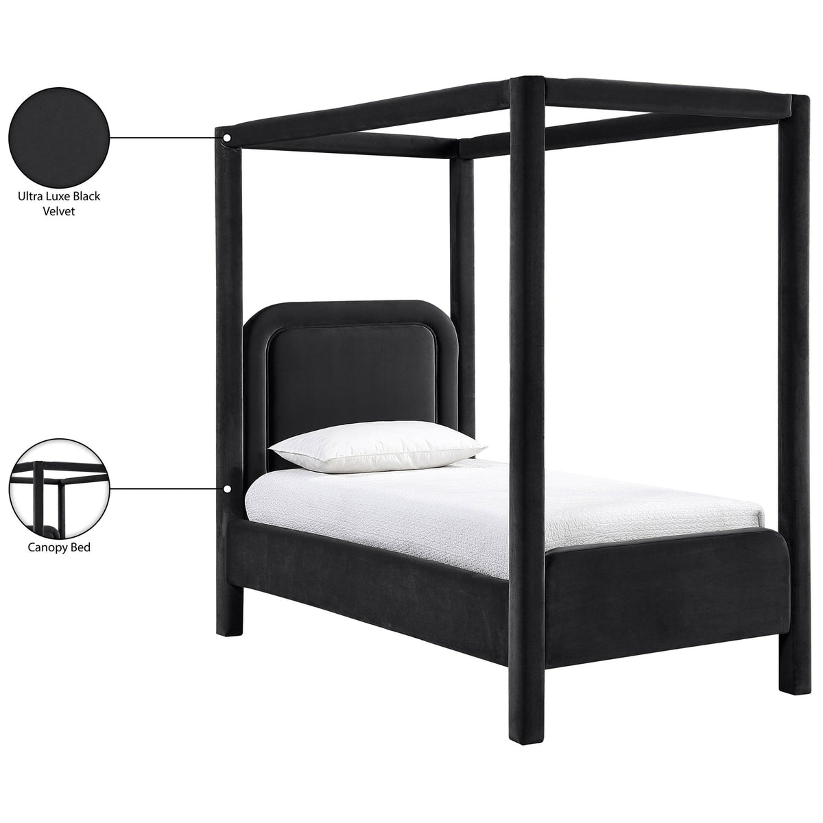 Salina Black Velvet Upholstered Bed