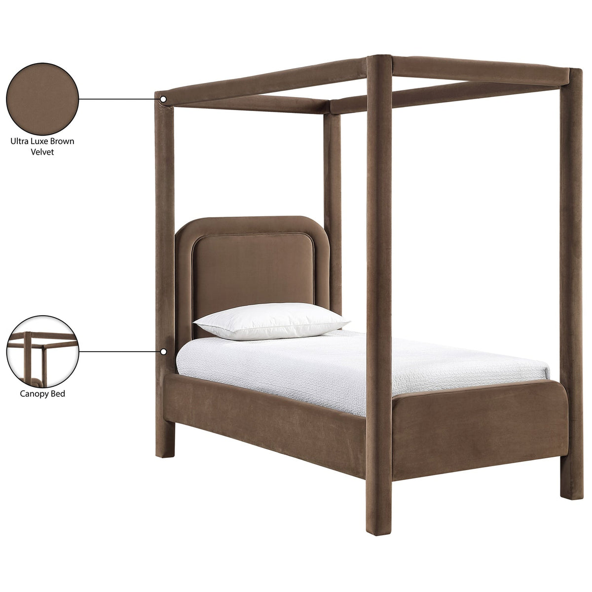 Salina Brown Velvet Upholstered Bed