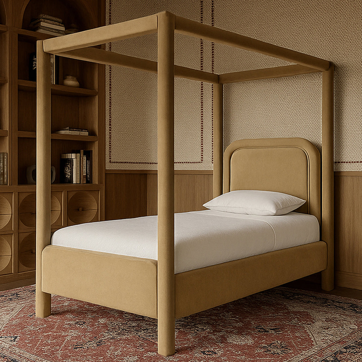 Salina Camel Velvet Upholstered Bed