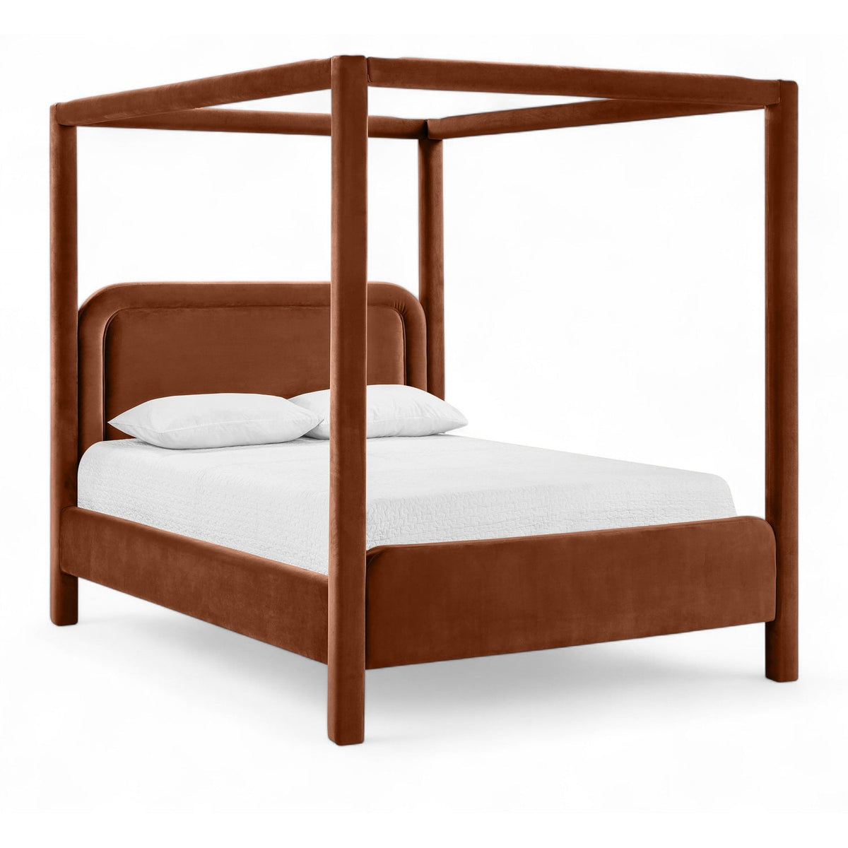 Salina Cognac Velvet Upholstered Bed