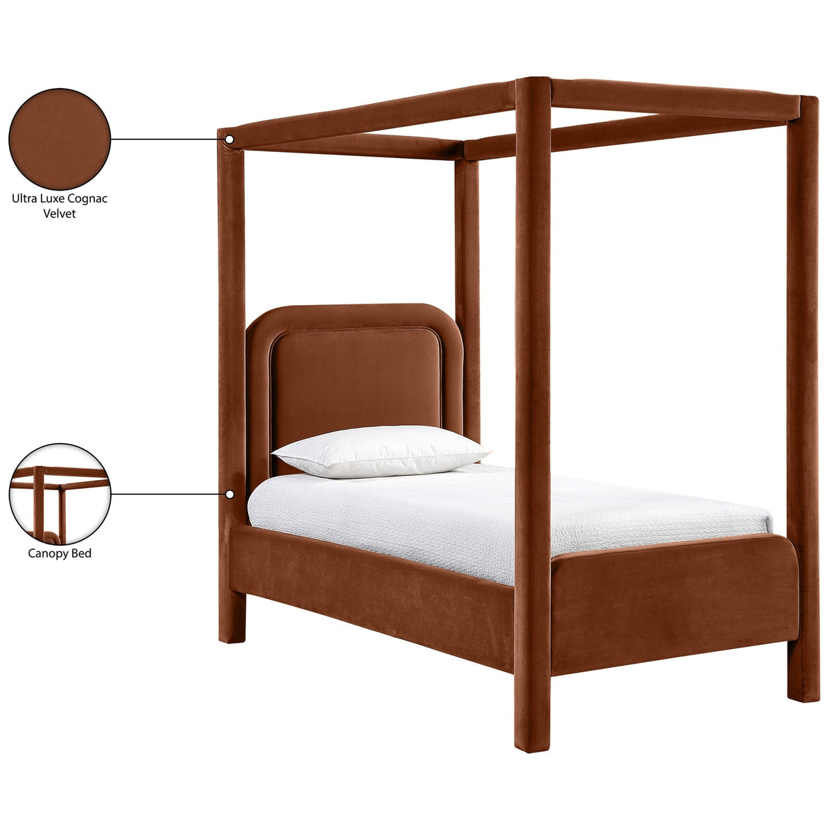 Salina Cognac Velvet Upholstered Bed