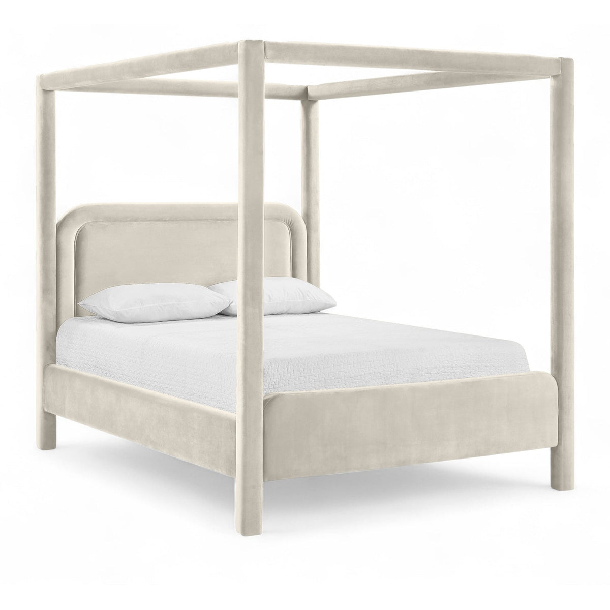 Salina Cream Velvet Upholstered Bed