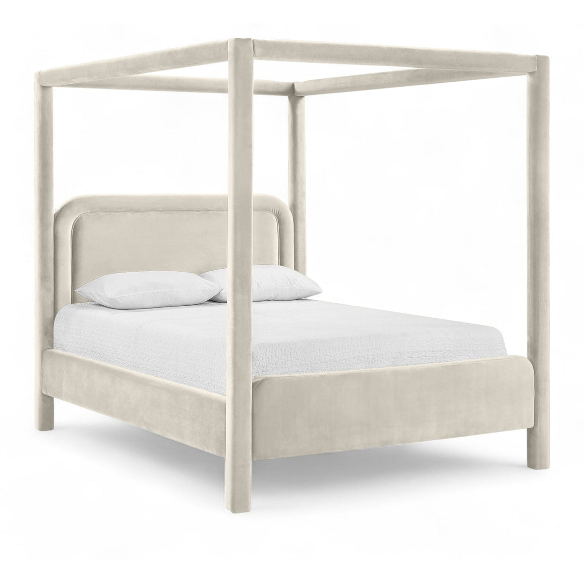 Salina Cream Velvet Upholstered Bed