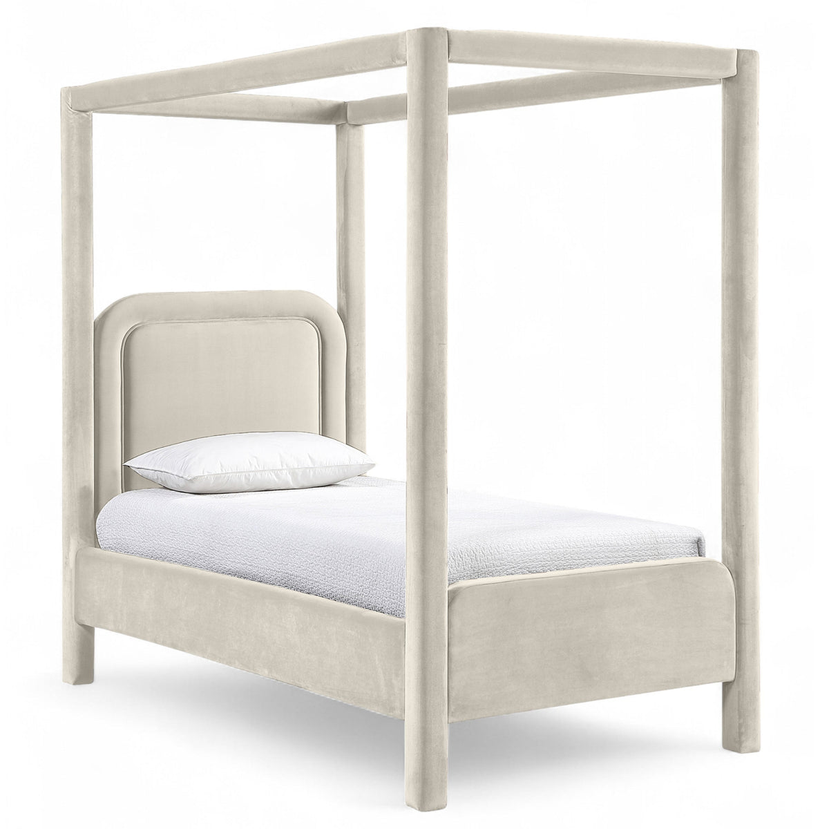 Salina Cream Velvet Upholstered Bed in cream velvet, primary product view