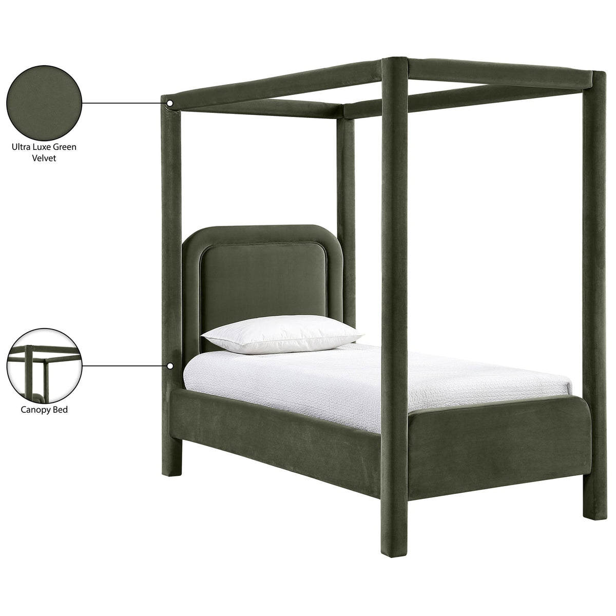 Salina Green Velvet Upholstered Bed