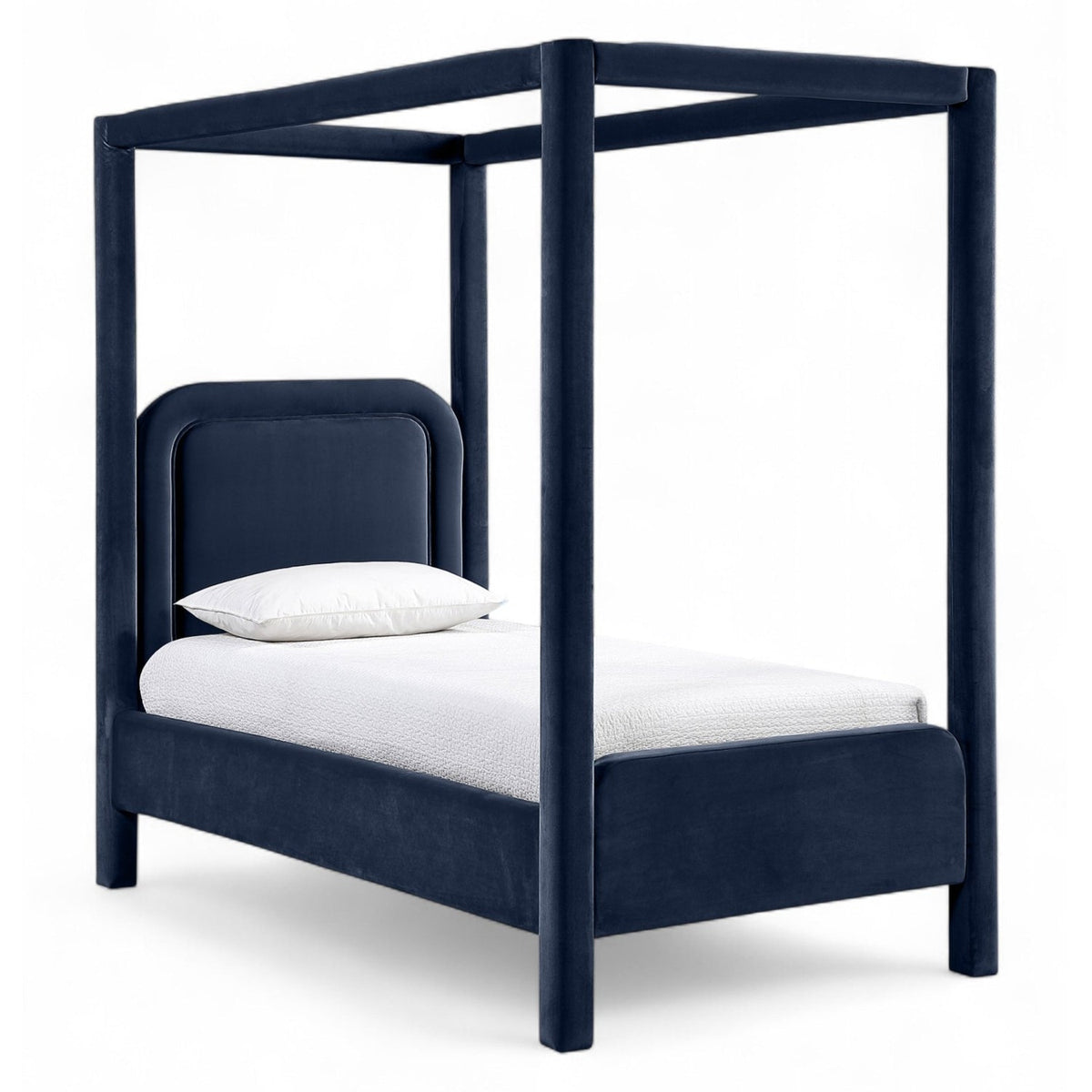 Salina Navy Velvet Upholstered Bed in navy velvet, primary product view