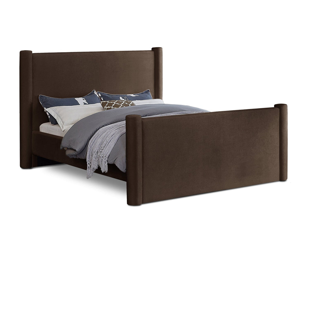 Elias Brown Velvet Upholstered Bed
