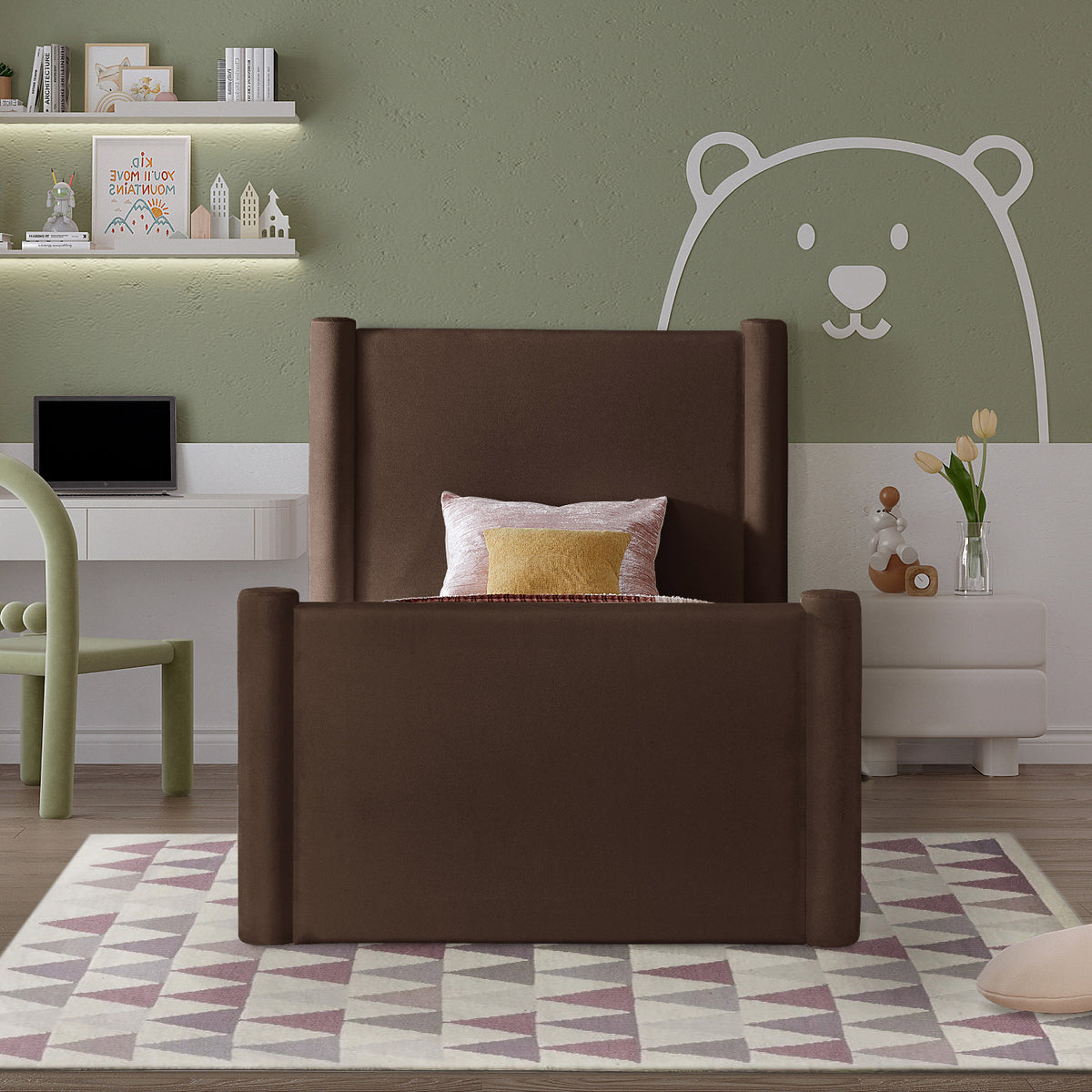 Elias Brown Velvet Upholstered Bed