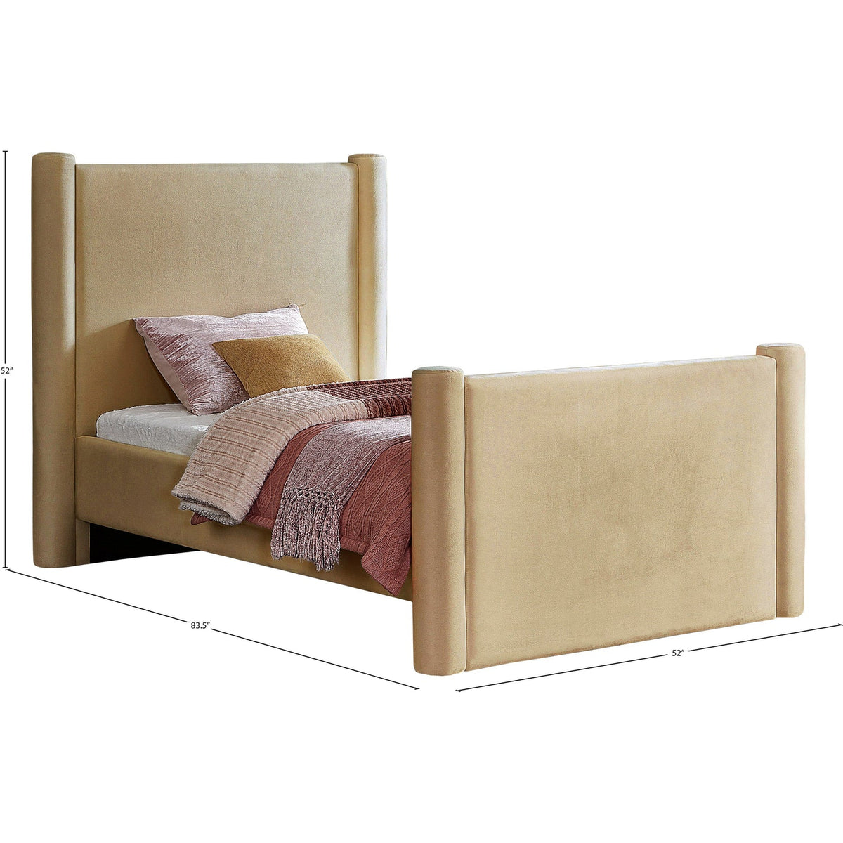 Elias Camel Velvet Upholstered Bed