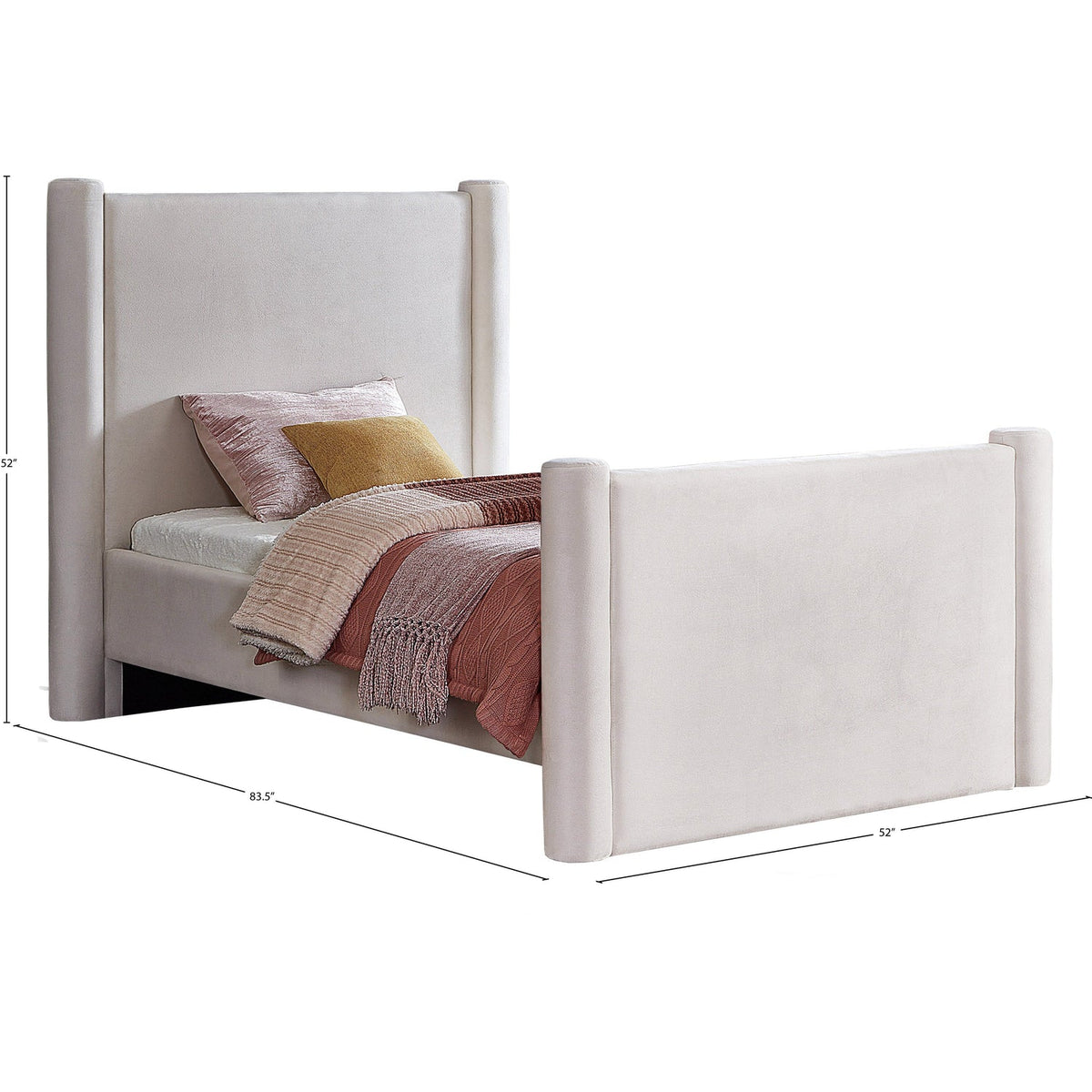 Elias Cream Velvet Upholstered Bed