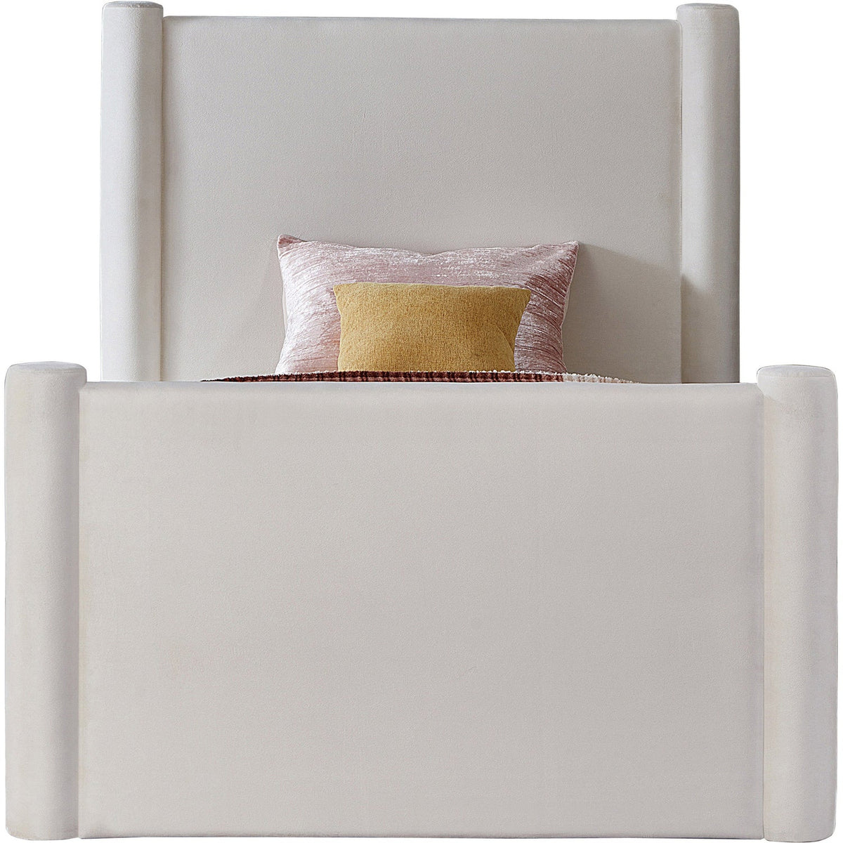 Elias Cream Velvet Upholstered Bed