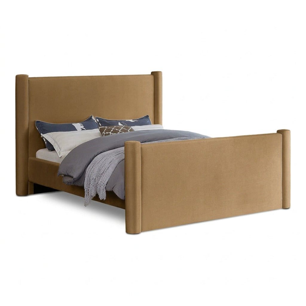 Elias Saddle Velvet Upholstered Bed
