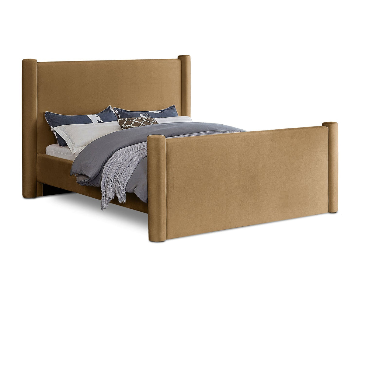 Elias Saddle Velvet Upholstered Bed