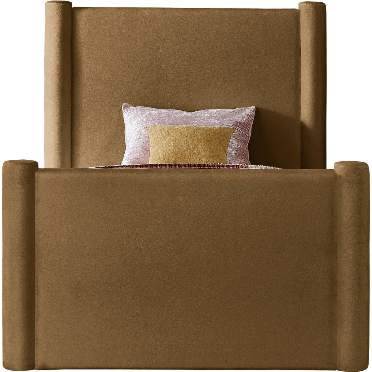 Elias Saddle Velvet Upholstered Bed