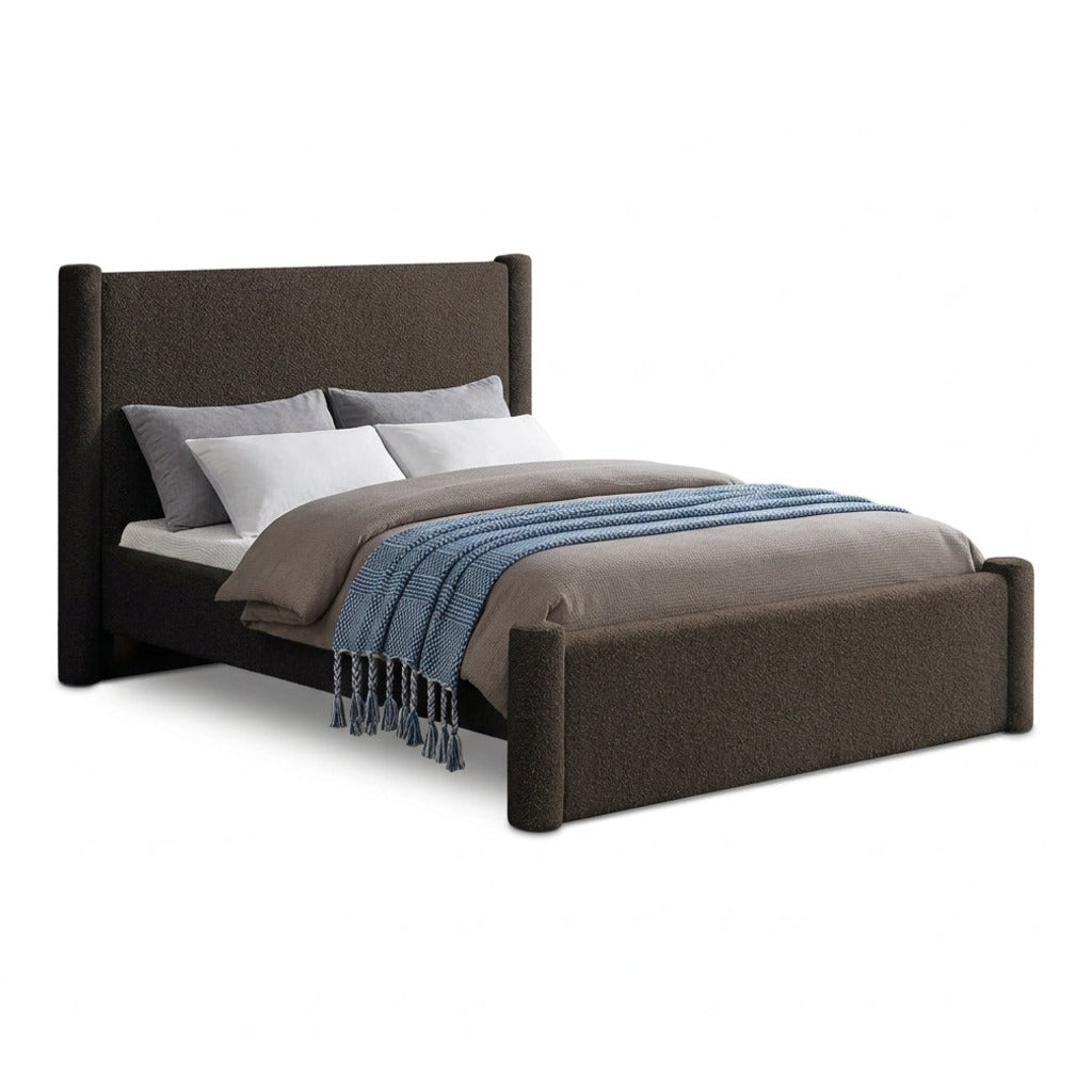 Elias Brown Boucle Fabric Upholstered Bed
