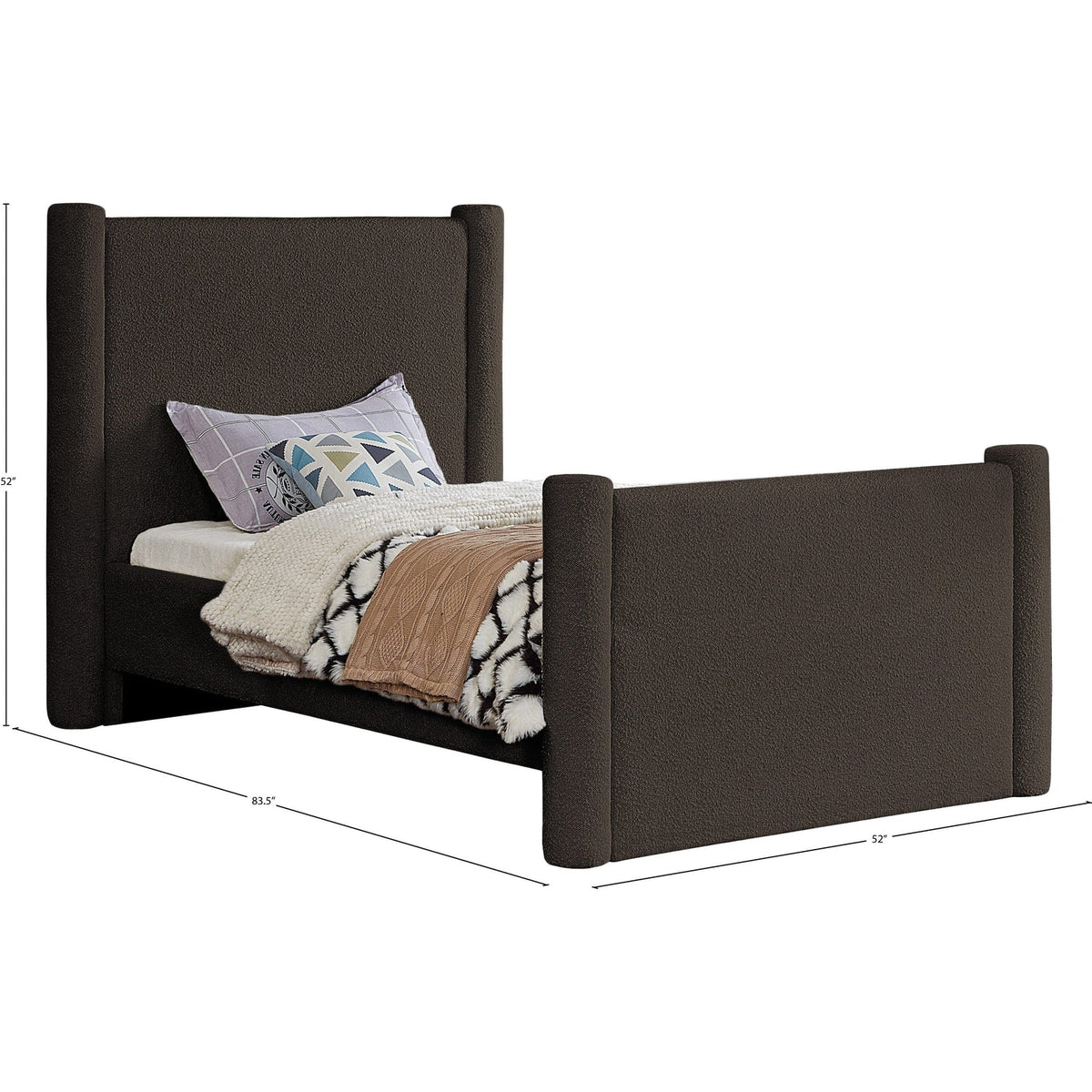 Elias Brown Boucle Fabric Upholstered Bed