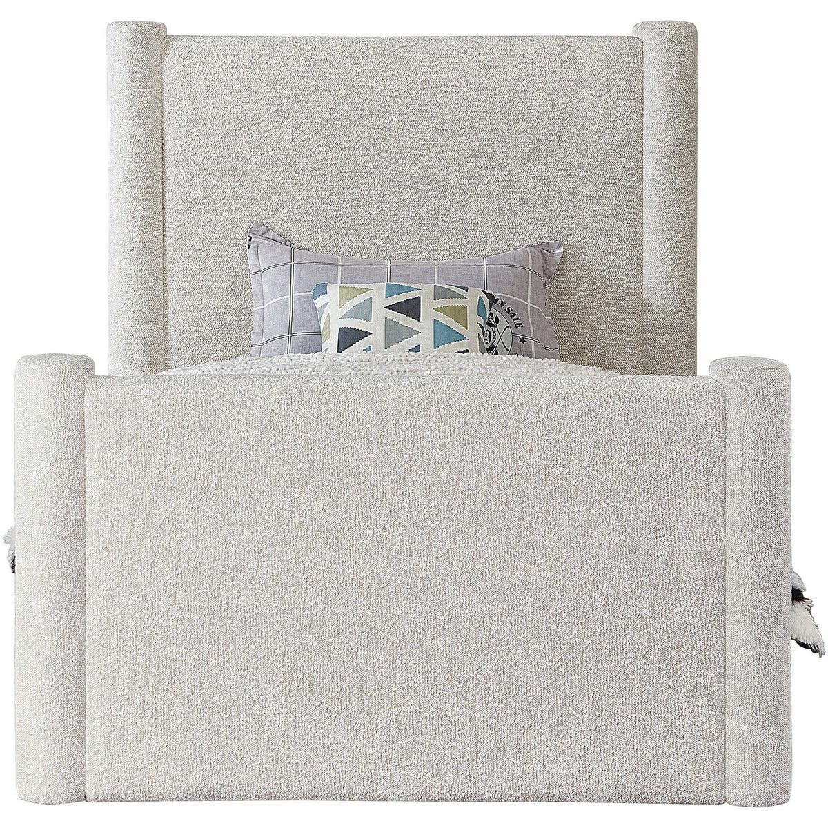 Elias Cream Boucle Fabric Upholstered Bed