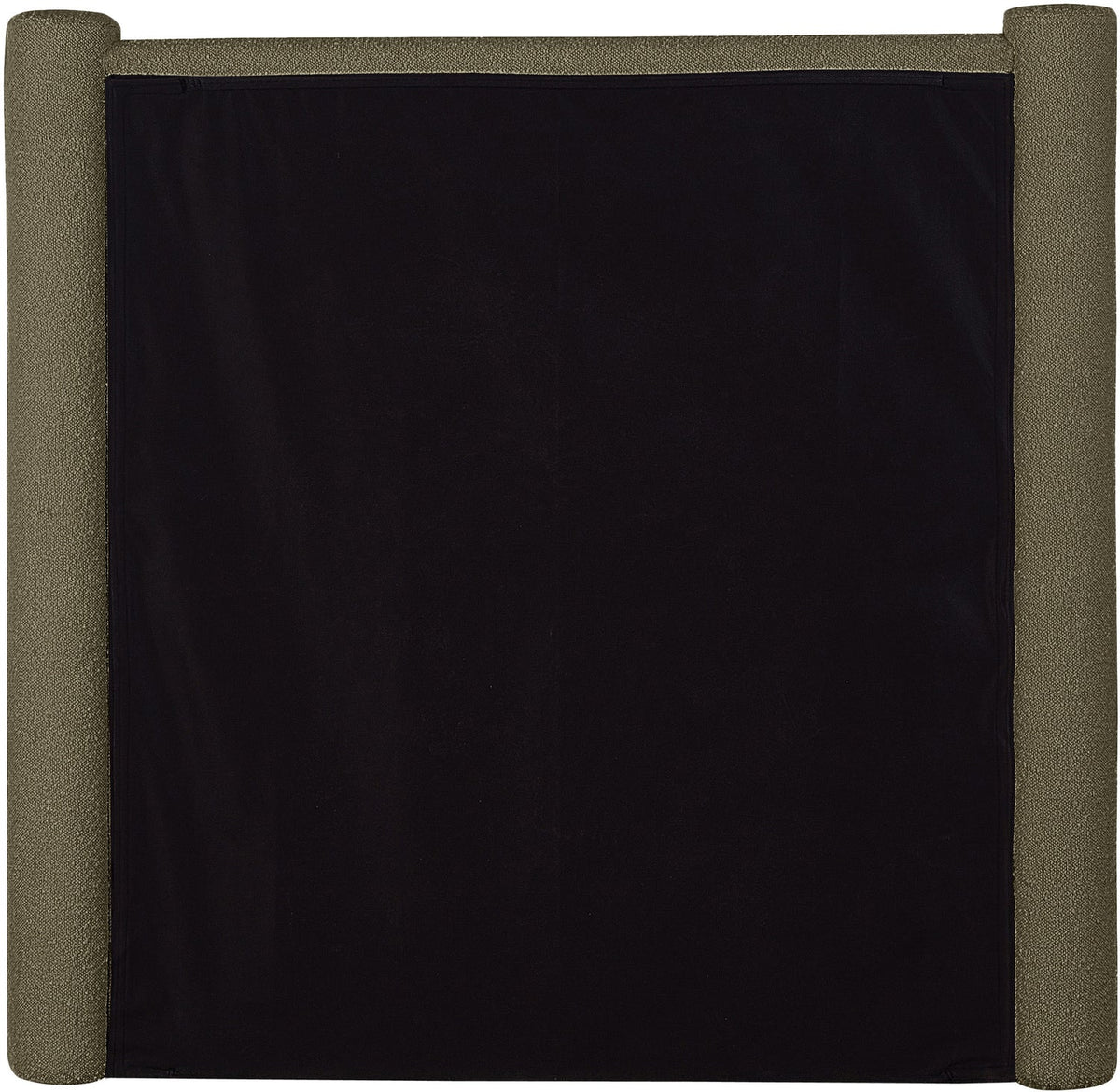 Elias Olive Green Boucle Fabric Upholstered Bed