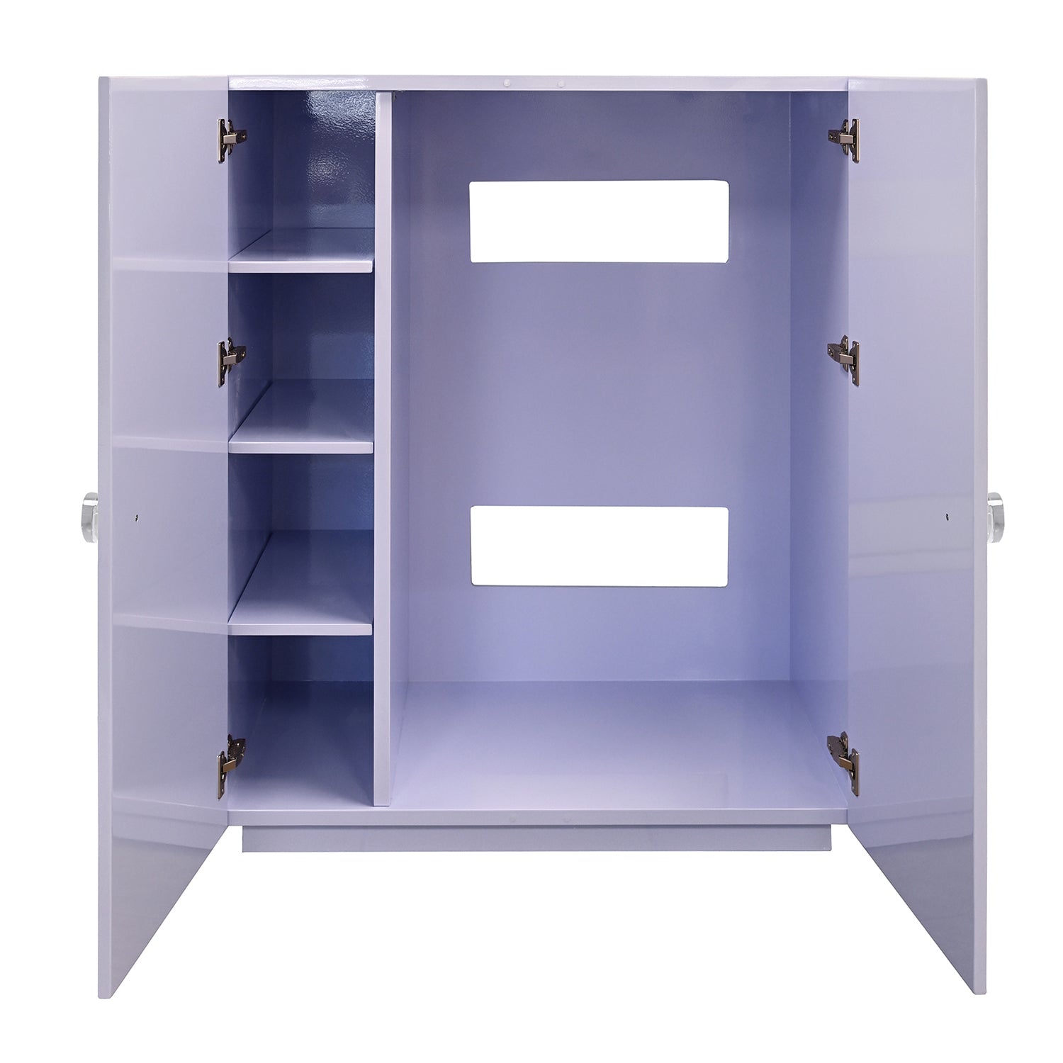 Worlds Away Beau Lavender Two Door Cabinet in Lavender Wood, side profile view