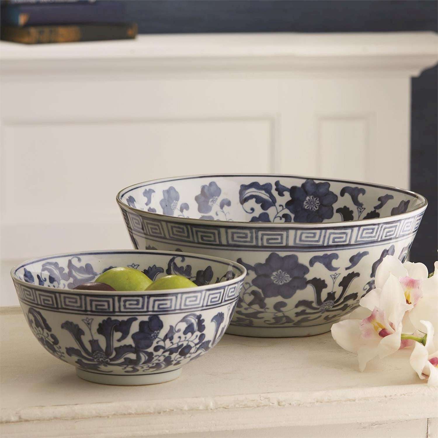 Blue & White Lotus Flower Bowl Set of 2