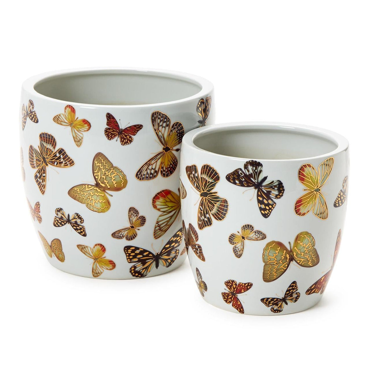 Butterfly Garden Planter with Golden Accents Set of 2