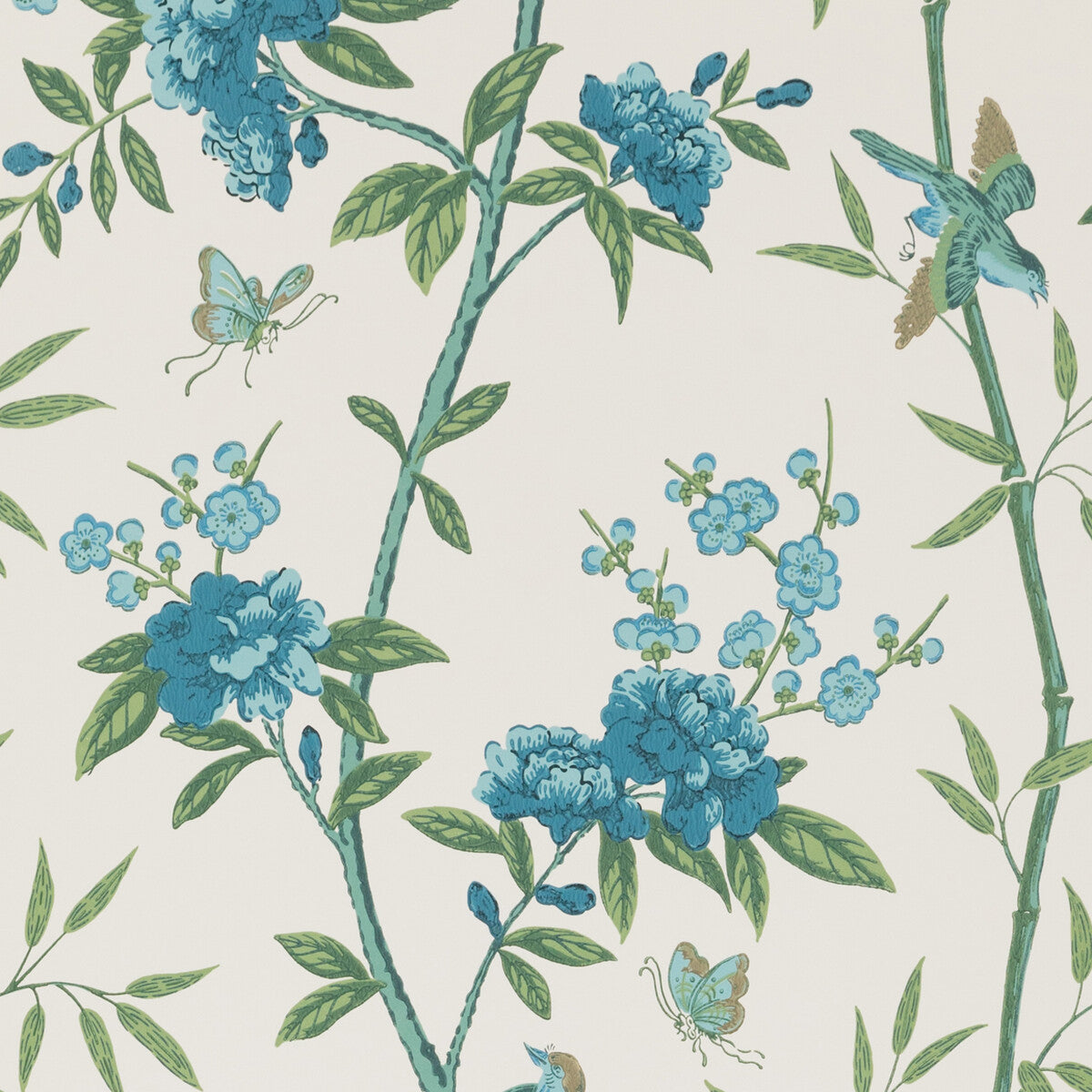 G P & J Baker Peony & Blossom Indigo/Teal Wallpaper