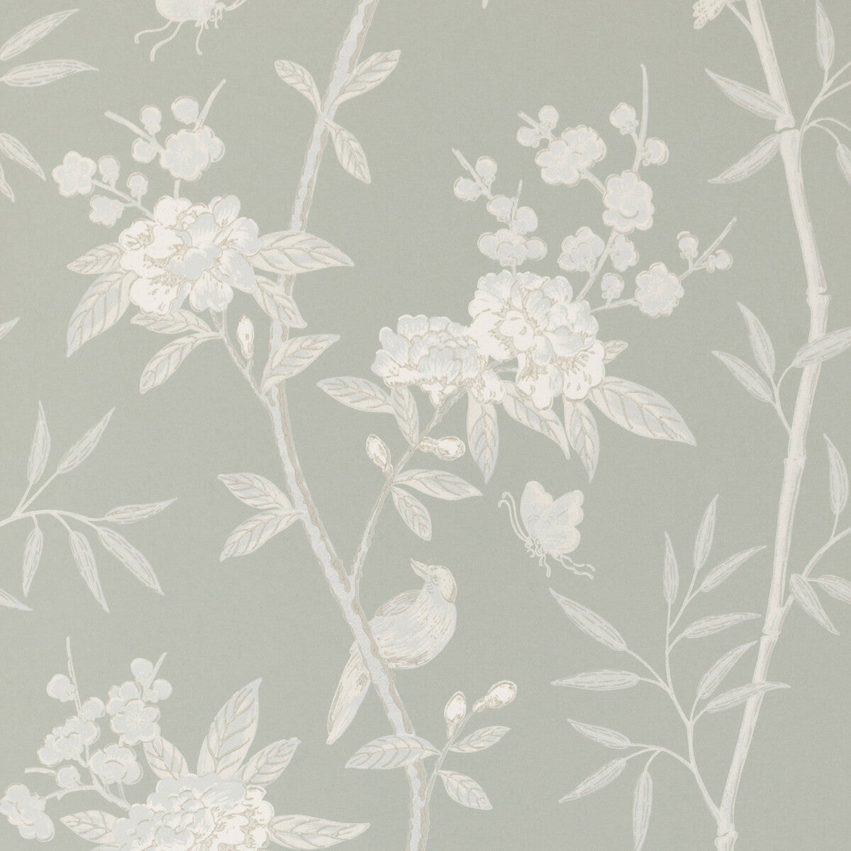 G P & J Baker Peony & Blossom Soft Blue Wallpaper