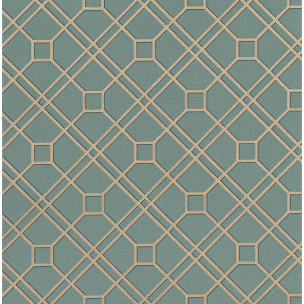 G P & J Baker Langdale Trellis Teal/Bronze Wallpaper