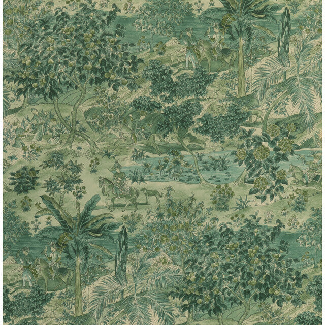 G P & J Baker Ramayana Emerald Wallpaper