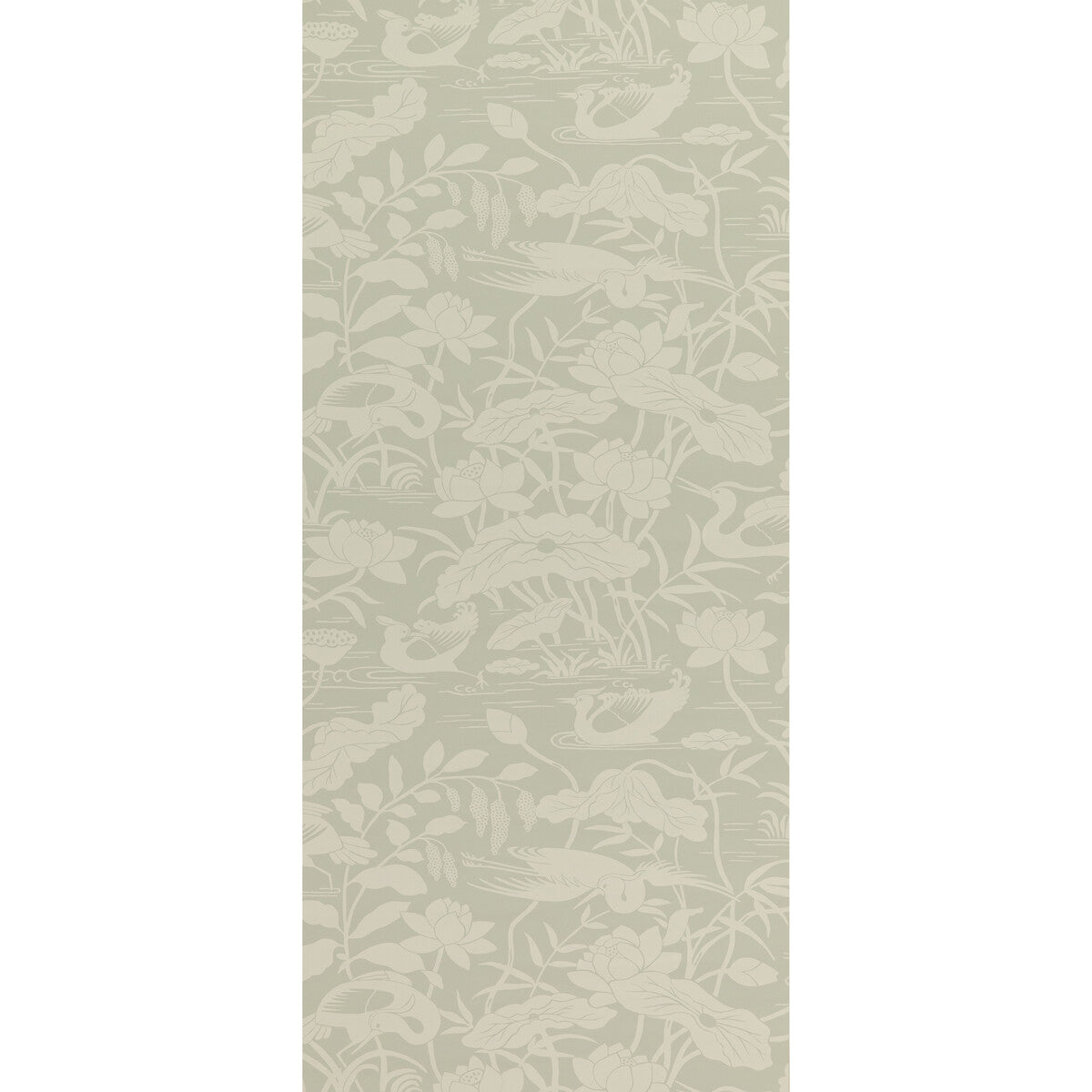 G P & J Baker Heron & Lotus Flower Aqua Wallpaper