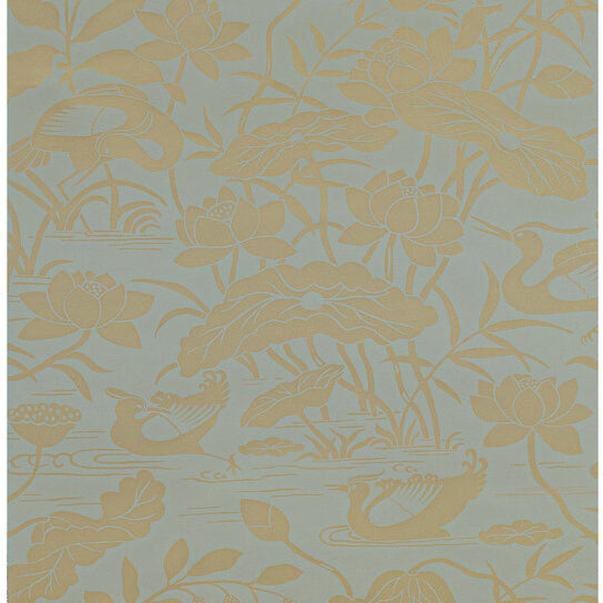 G P & J Baker Heron & Lotus Flower Eucalyptus Wallpaper