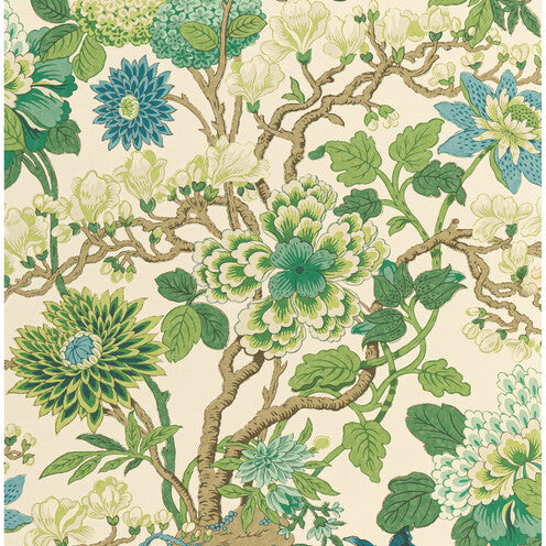 G P & J Baker Magnolia Emerald/Teal Wallpaper