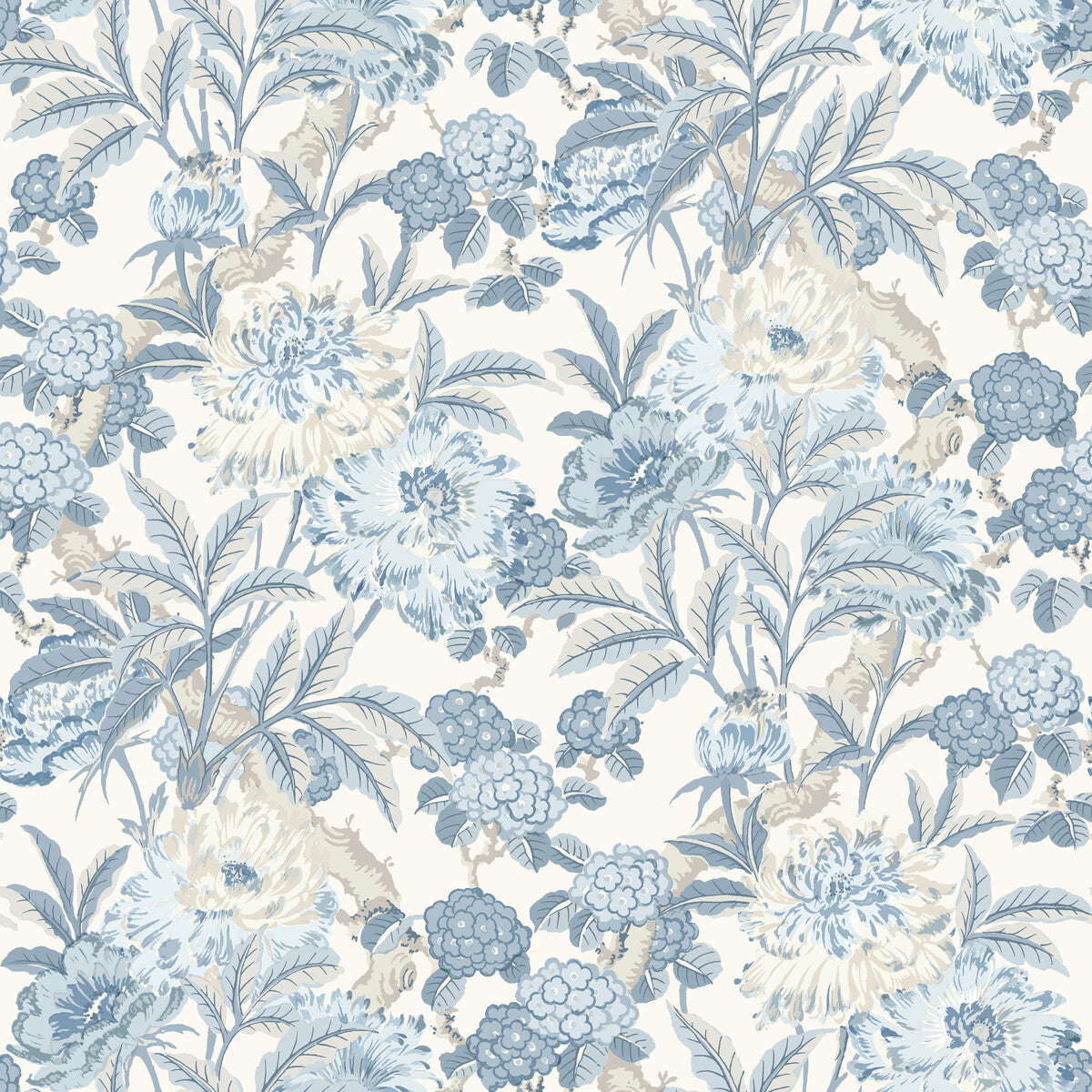 G P & J Baker Summer Peony Blue Wallpaper