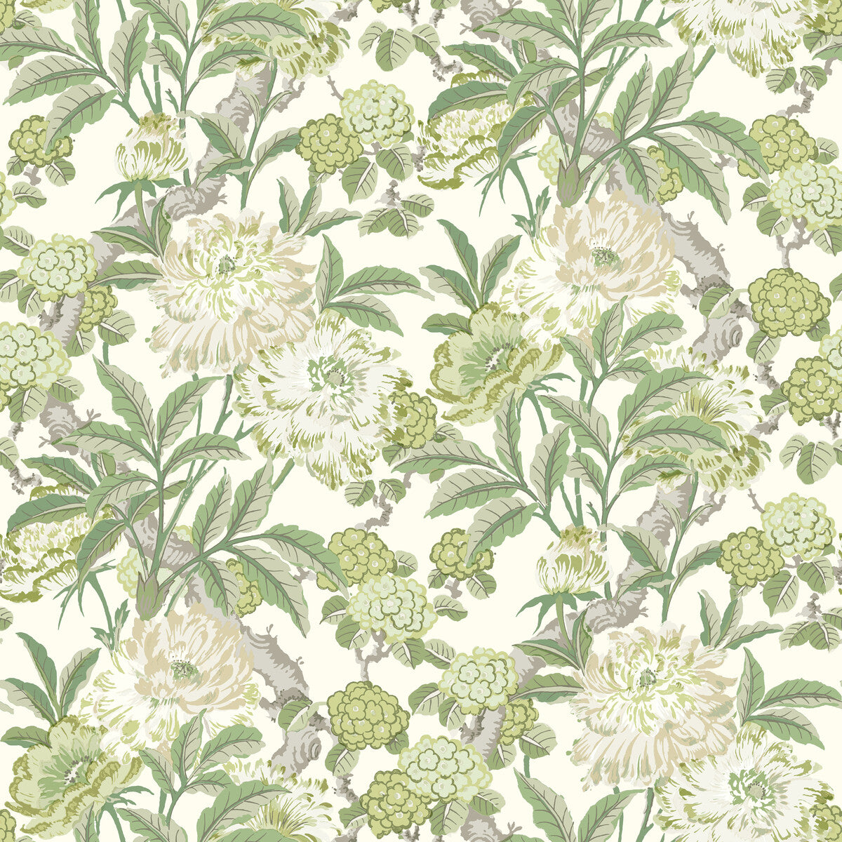 G P & J Baker Summer Peony Green Wallpaper