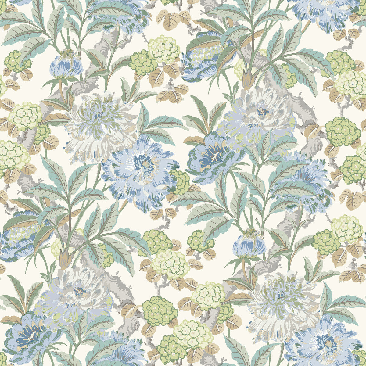 G P & J Baker Summer Peony Aqua Wallpaper