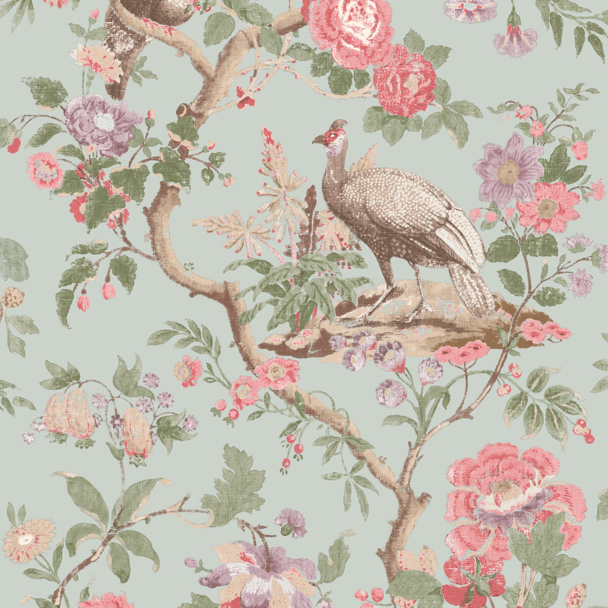 G P & J Baker Broughton Rose Aqua Wallpaper