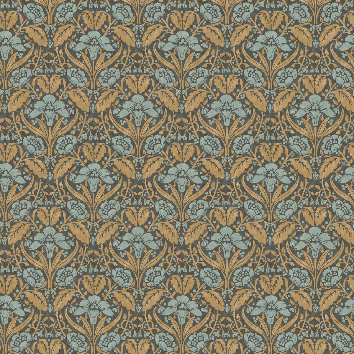 G P & J Baker Iris Meadow Aqua/Ochre Wallpaper