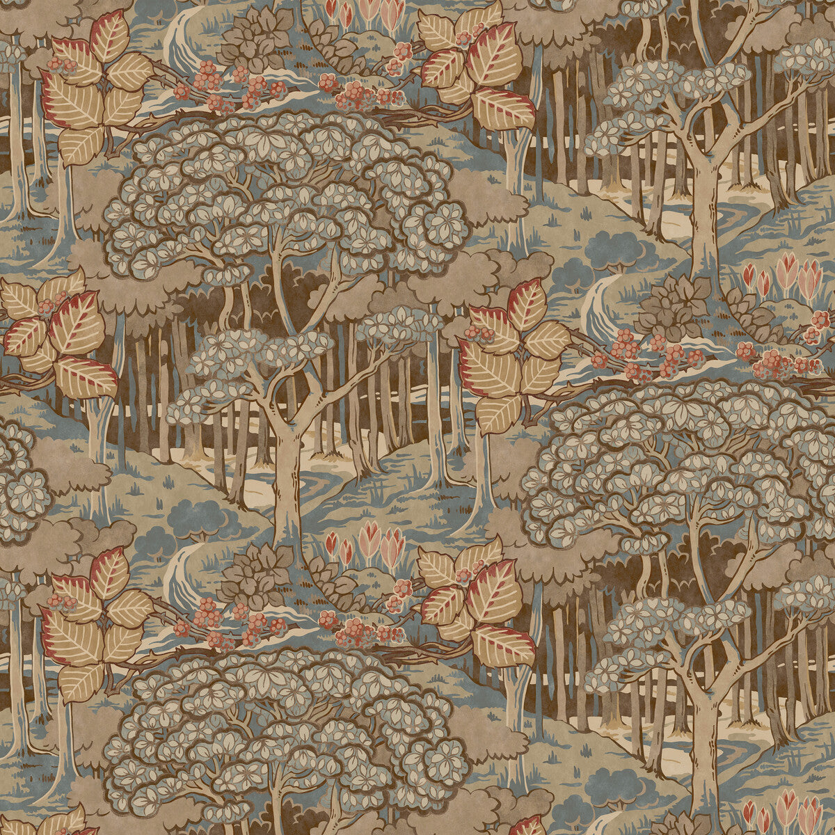 G P & J Baker Ruskin Teal Wallpaper