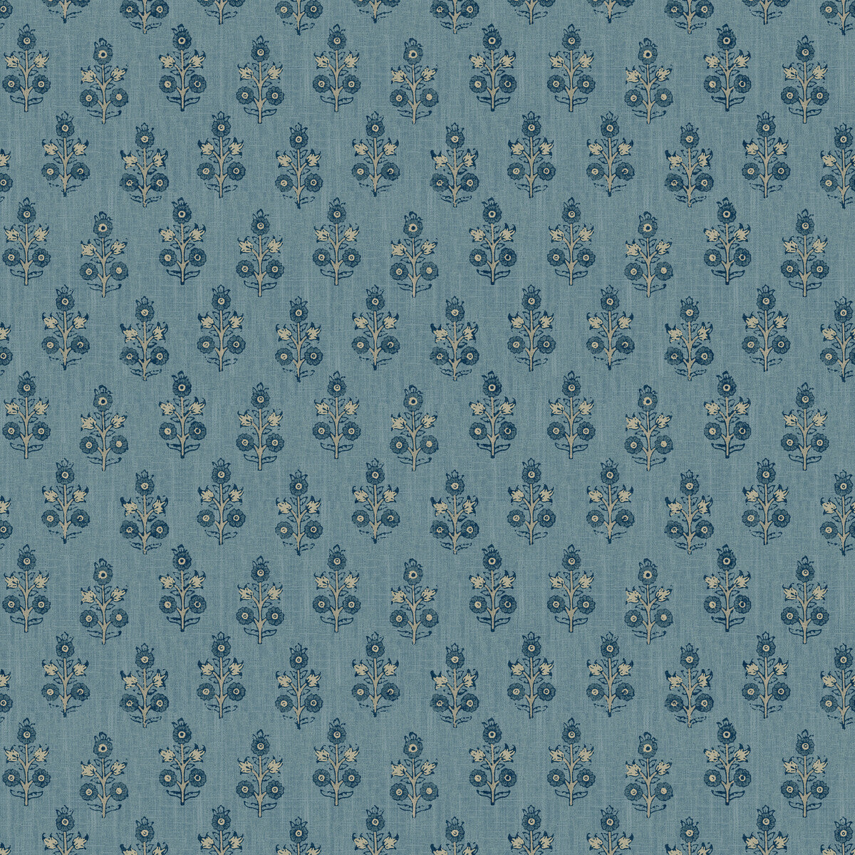 G P & J Baker Poppy Sprig Blue Wallpaper