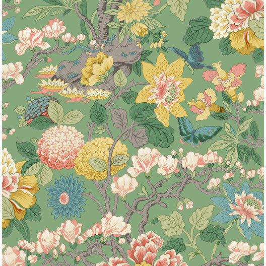 G P & J Baker Little Magnolia Emerald Wallpaper