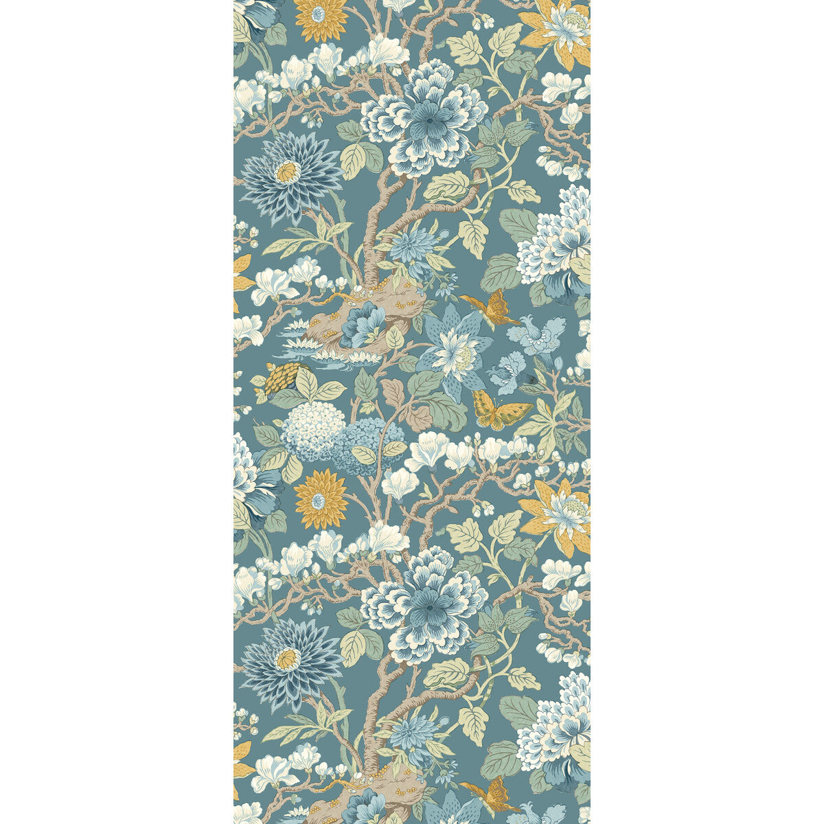 G P & J Baker Little Magnolia Denim/Ochre Wallpaper