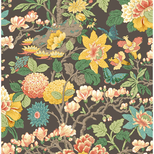 G P & J Baker Little Magnolia Charcoal/Jewel Wallpaper