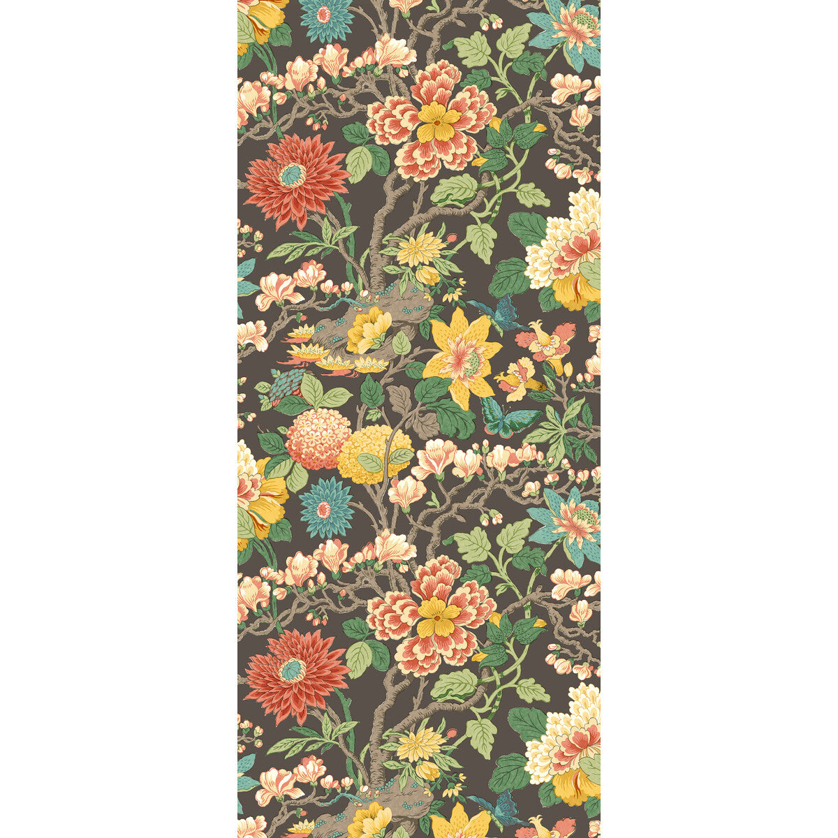 G P & J Baker Little Magnolia Charcoal/Jewel Wallpaper