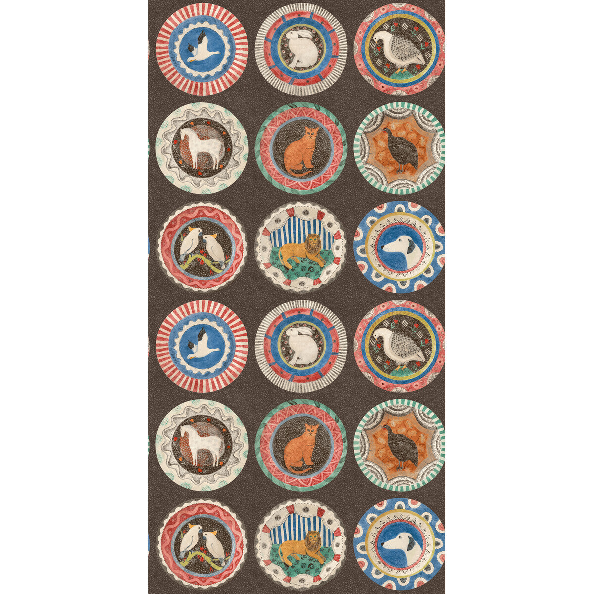 G P & J Baker Robinas Dinner Party Cocoa Wallpaper